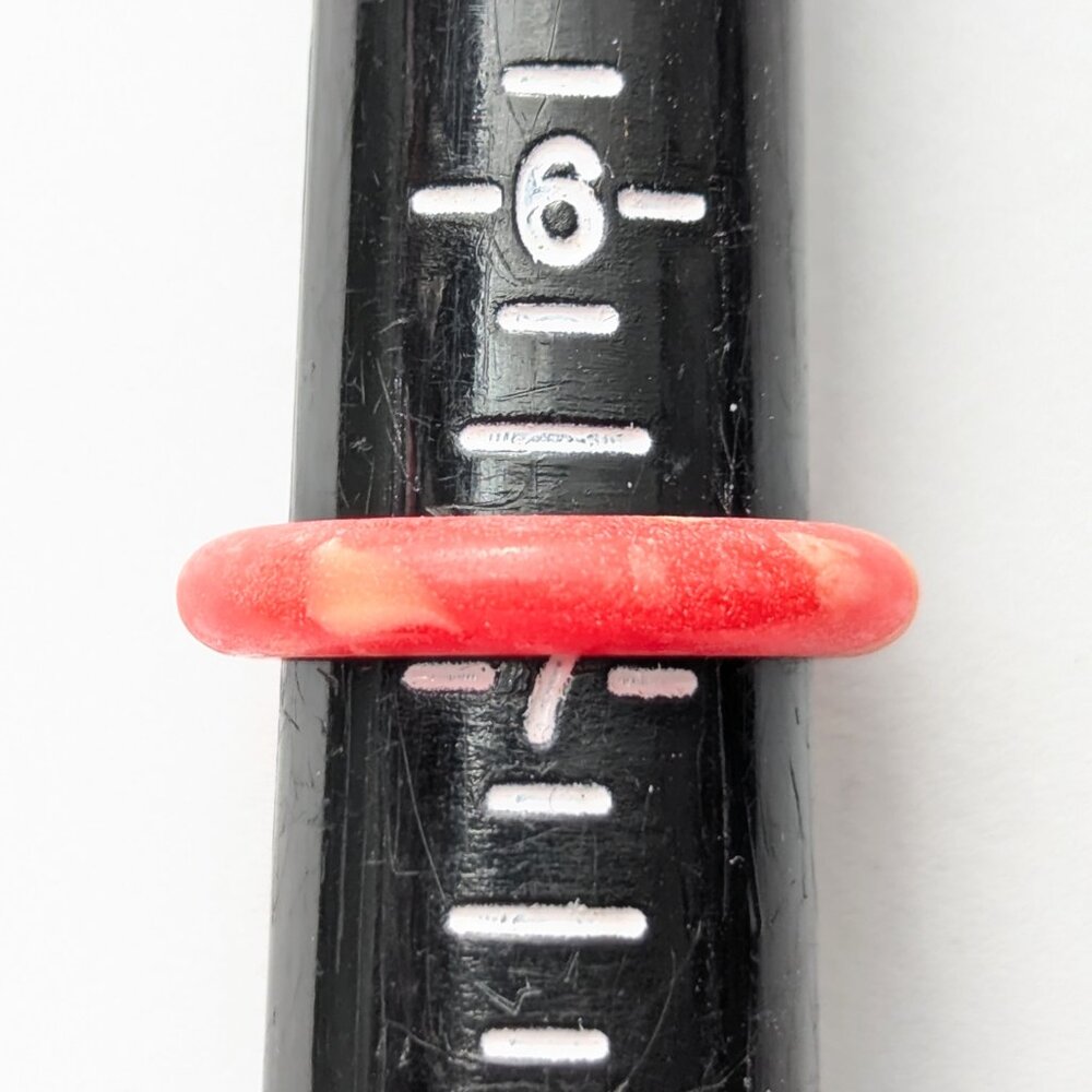 Vintage Red Celluloid Ring Band Stackable Size 6.7 - image 3